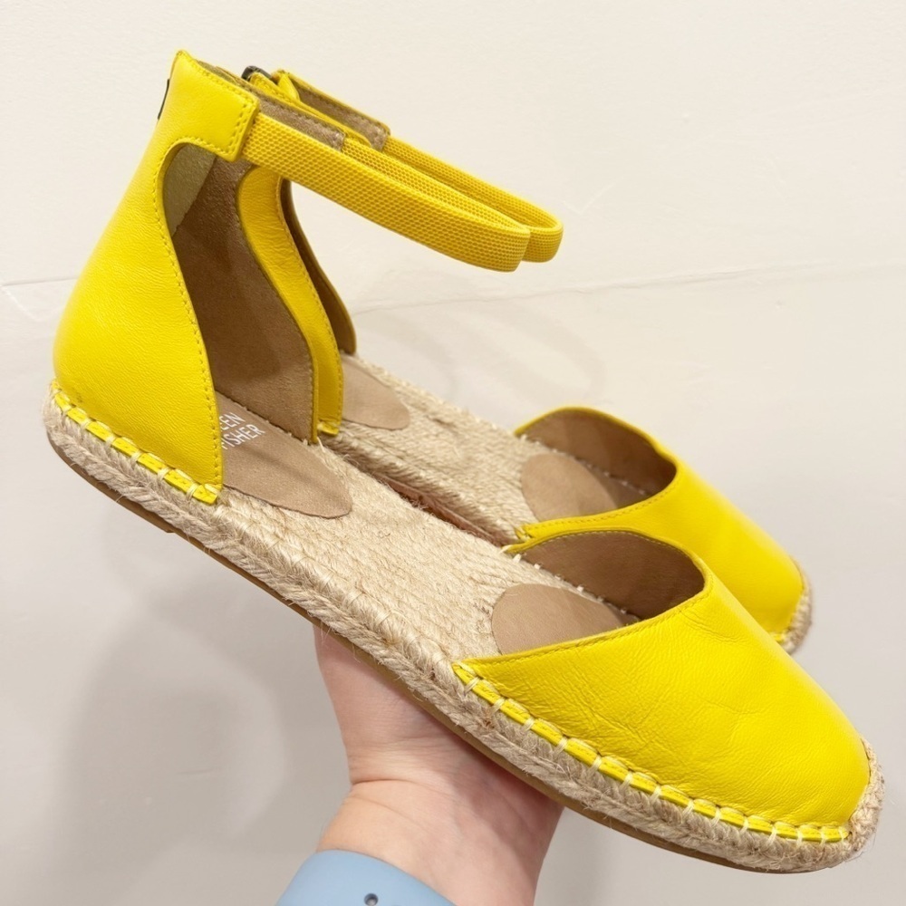 Eileen Fisher Lala Nappa Leather Espadrille Flat in Yarrow Size 9.5